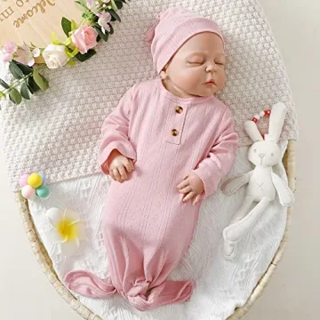 NZRVAWS Organic Cotton Baby Gown Set for Newborns