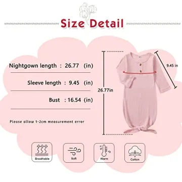 NZRVAWS Organic Cotton Baby Gown Set for Newborns
