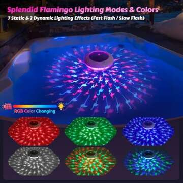 Goallim Solar Floating Pool Lights Flamingo Dynamic Lighting Effect, RGB Color Changing Auto Glow Fl...