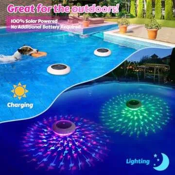 Goallim Solar Floating Pool Lights Flamingo Dynamic Lighting Effect, RGB Color Changing Auto Glow Flamingo Pool Lights That Float, IP68 Waterproof Hangable Floating Lights for Pool Party Decor - 2PCS