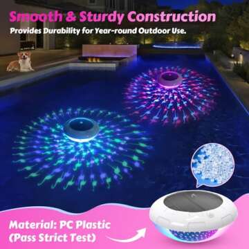 Goallim Solar Floating Pool Lights Flamingo Dynamic Lighting Effect, RGB Color Changing Auto Glow Flamingo Pool Lights That Float, IP68 Waterproof Hangable Floating Lights for Pool Party Decor - 2PCS