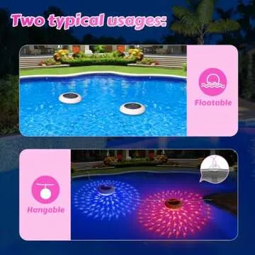 Goallim Solar Floating Pool Lights Flamingo Dynamic Lighting Effect, RGB Color Changing Auto Glow Flamingo Pool Lights That Float, IP68 Waterproof Hangable Floating Lights for Pool Party Decor - 2PCS