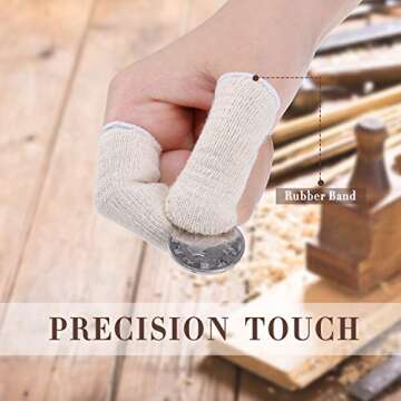 50 Pieces Cotton Finger Cots Finger Toe SleevesThumb Protector Fingertips Protective Cushion, Moisture Wicking (5 cm/ 2 Inch, 7.6 cm/ 3 Inch)