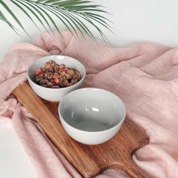 Mora Ceramic Small Dessert Bowls - 16oz, Set of 6 - Microwave, Oven and Dishwasher Safe, For Rice, Ice Cream, Soup, Snacks, Cereal, Chili, Side Dishes etc - Microwavable Kitchen Bowl, Earl Grey