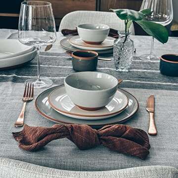 Mora Ceramic Small Dessert Bowls - 16oz, Set of 6 - Microwave, Oven and Dishwasher Safe, For Rice, Ice Cream, Soup, Snacks, Cereal, Chili, Side Dishes etc - Microwavable Kitchen Bowl, Earl Grey