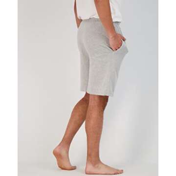 Real Essentials Men's Cotton Pajama Shorts Jersey Knit Sleep Bottoms Sleepwear Para Hombres Drawstring Waistband Pockets Modal Soft Button Fly Essentials Lounge Comfy PJ -Set 3,Large - Pack of 3