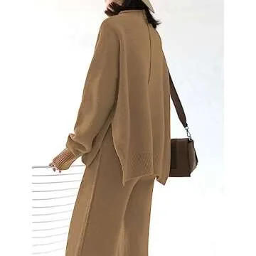 TOLENY Women 2 Piece Lounge Tracksuit Outfits Pullover Sweater Sets Loungewear Sweat Suit Pjs Camel S