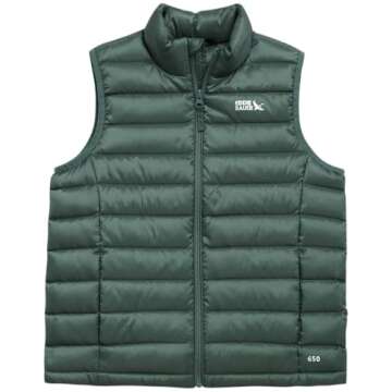 Eddie Bauer Kids' Down Vest - CirrusLite Weather Resistant Quilted Bubble Puffer Vest for Boys and Girls (5-20), Size 5-6, Dark Forest