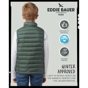 Eddie Bauer Kids' Down Vest - CirrusLite Weather Resistant Quilted Bubble Puffer Vest for Boys and Girls (5-20), Size 5-6, Dark Forest