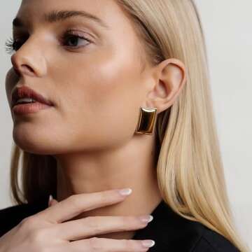 House Of Hunter Gold Rectangle Statement Earrings