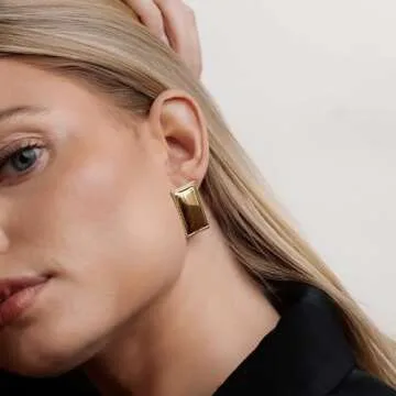 House Of Hunter Gold Rectangle Statement Earrings