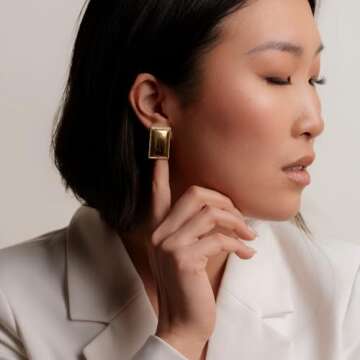 House Of Hunter Gold Rectangle Statement Earrings