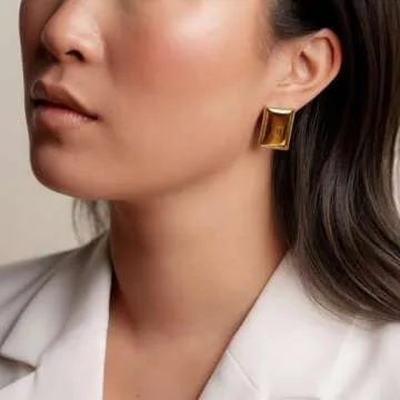House Of Hunter Gold Rectangle Statement Earrings
