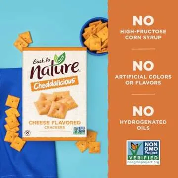 Back to Nature Cheese Flavored Crackers - Non-GMO, Made with Wheat Flour, Vegan, Delicious & Quality Snacks, Cheddalicious, 6 Ounce
