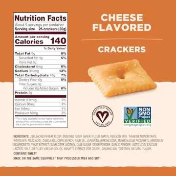 Back to Nature Cheese Flavored Crackers - Non-GMO, Made with Wheat Flour, Vegan, Delicious & Quality Snacks, Cheddalicious, 6 Ounce