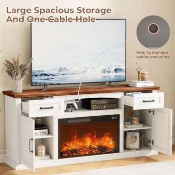 ALLSTAND Electric Fireplace TV Stand - Modern Farmhouse Design