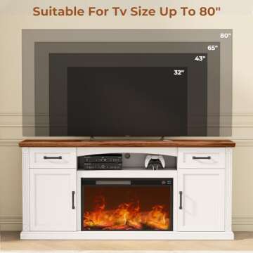 ALLSTAND Electric Fireplace TV Stand - Modern Farmhouse Design