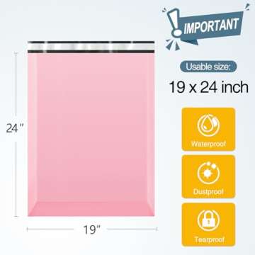 Famagic Poly Mailers 19x24 50 Pack, Waterproof Light Pink Shipping Bags, Tearproof Packaging Bags fo...