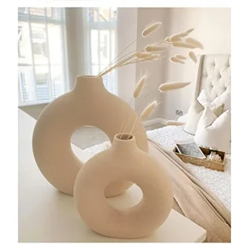 Chelity Ceramic Hollow Donut Vase Set of 2 for Home Decor
