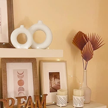 Chelity Ceramic Hollow Donut Vase Set of 2 for Home Decor