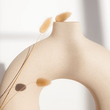 Chelity Ceramic Hollow Donut Vase Set of 2 for Home Decor