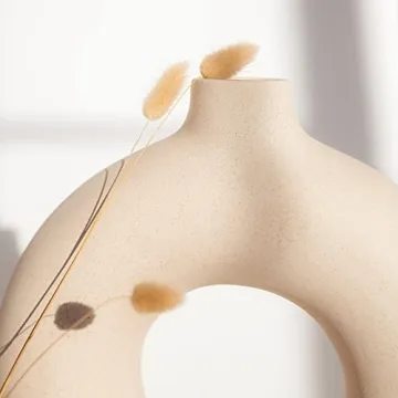 Chelity Ceramic Hollow Donut Vase Set of 2 for Home Decor