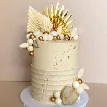 38 PCS Balls Cake Toppers Palm Leaves for Parties