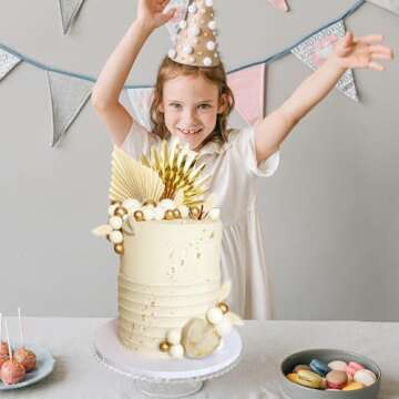 38 PCS Balls Cake Toppers Palm Leaves for Parties