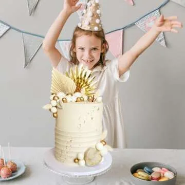 38 PCS Balls Cake Toppers Palm Leaves for Parties