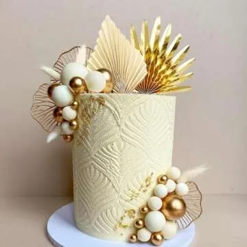 38 PCS Balls Cake Toppers Palm Leaves for Parties