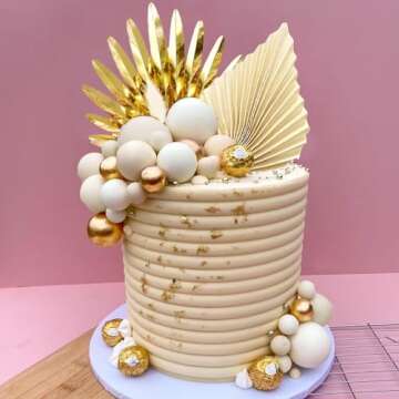 38 PCS Balls Cake Toppers Palm Leaves for Parties