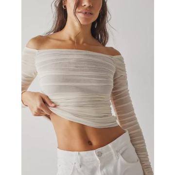 Trendy Y2k Off Shoulder Long Sleeve Tops for Fashion Lovers