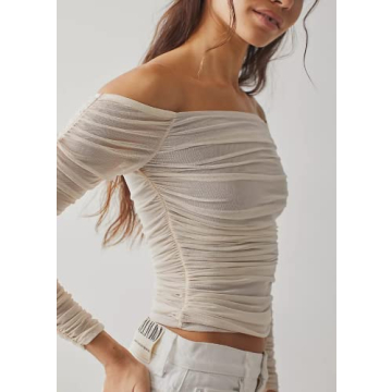 Trendy Y2k Off Shoulder Long Sleeve Tops for Fashion Lovers