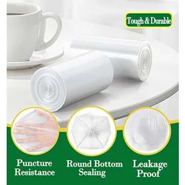 Hommaly Mini Clear Trash Bags - 120 Count Strong & Eco-Friendly