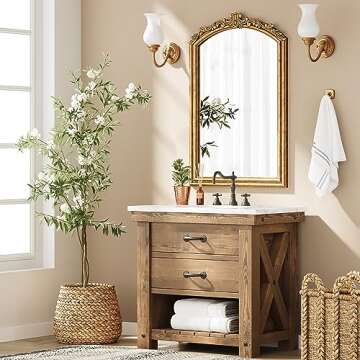 Barnyard Designs Vintage Gold Mirror - Ornate Antique Victorian Metal Mirror - French Baroque Style ...