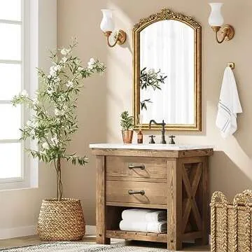 Barnyard Designs Vintage Gold Mirror - Ornate Antique Victorian Metal Mirror - French Baroque Style ...