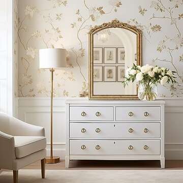 Barnyard Designs Vintage Gold Mirror - Ornate Antique Victorian Metal Mirror - French Baroque Style for Living Room, Bedroom, Bathroom (24" x 36")