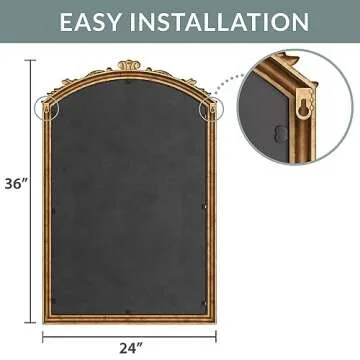 Barnyard Designs Vintage Gold Mirror - Ornate Antique Victorian Metal Mirror - French Baroque Style for Living Room, Bedroom, Bathroom (24" x 36")