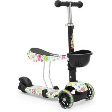 MADOG Toddler 3-Wheel Mini Scooter - Adjustable Height & Light Up Wheels