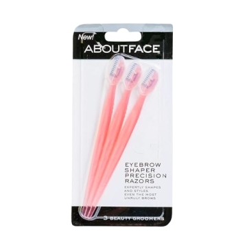 About Face Facial Razor & Eyebrow Shaper (3 Ct) - Effortless Peach Fuzz Removal for Flawless Skin