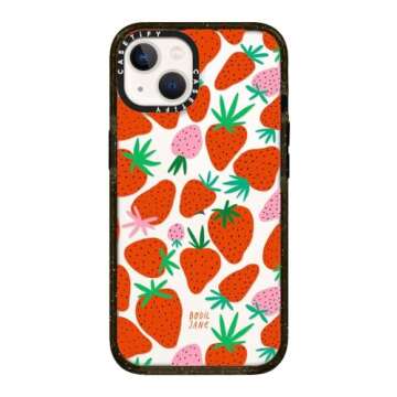 Stylish and Sustainable CASETiFY Impact iPhone 13 Case with 6.6ft Protection - Strawberries - Clear ...