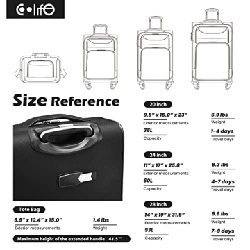 Coolife 4 Piece Luggage Set TSA Lock Spinner Suitcases