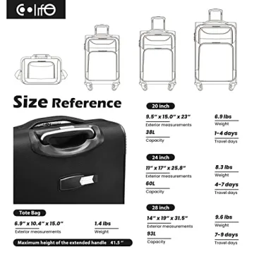 Coolife 4 Piece Luggage Set TSA Lock Spinner Suitcases