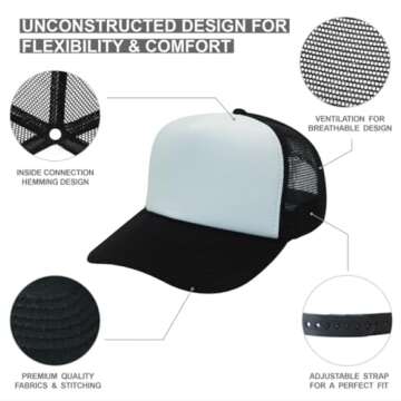 White Girl Wasted - Funny Party Dance frat College - Vintage Retro Style Trucker Cap Hat (Black)