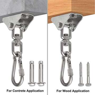 Hammock Hanging Chair Hardware Kit - 1000LB Capacity, Heavy Duty, 360° Rotate Swing with Safety Loc...