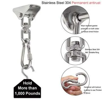 Hammock Hanging Chair Kit 1000LB Safe Heavy Duty Swing