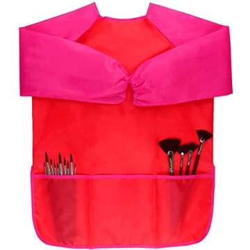 Dreampark 2 Pack Children Art Smock Kids Art Aprons with Waterproof Long Sleeve 3 Roomy Pockets, Ages 2-6, Red and Blue (Paints and Brushes not Included)