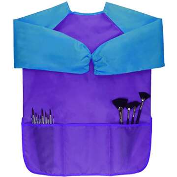 Dreampark 2 Pack Children Art Smock Kids Art Aprons with Waterproof Long Sleeve 3 Roomy Pockets, Ages 2-6, Red and Blue (Paints and Brushes not Included)