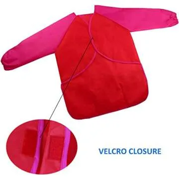 Dreampark 2 Pack Children Art Smock Kids Art Aprons with Waterproof Long Sleeve 3 Roomy Pockets, Ages 2-6, Red and Blue (Paints and Brushes not Included)