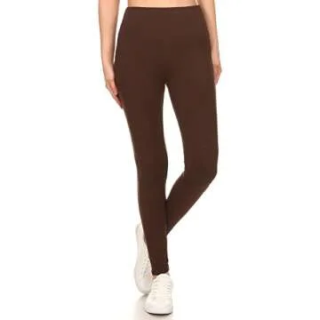 Leggings Depot Women's Yoga High Waisted Solid Leggings Pants-5" Yoga, Brown, One Size